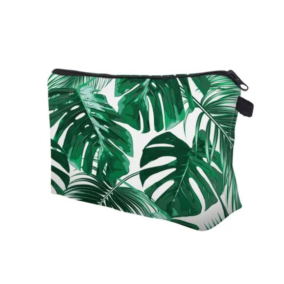 Simple Leaves Print Cosmetic Bag NIP - Picture 1 of 4